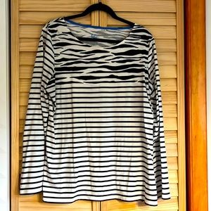 Boden Black and white boat neck cotton long sleeve top-like new